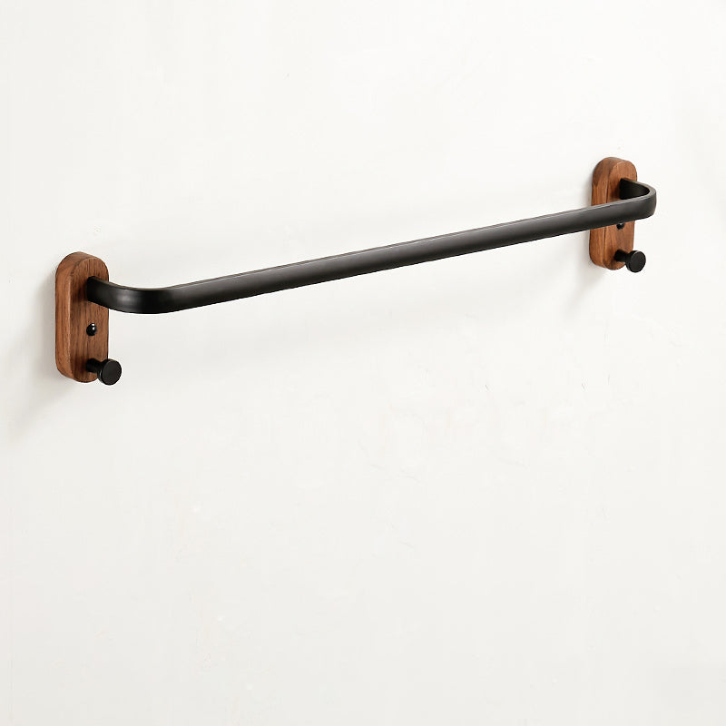 Walnut Brown Bathroom Accessory Set Metal Foldable Bath Hardware Set Towel Bar (Single Rod) Clearhalo 'Bathroom Hardware Sets' 'Bathroom Hardware' 'Bathroom Remodel & Bathroom Fixtures' 'bathroom_hardware_sets' 'Home Improvement' 'home_improvement' 'home_improvement_bathroom_hardware_sets' 6997695