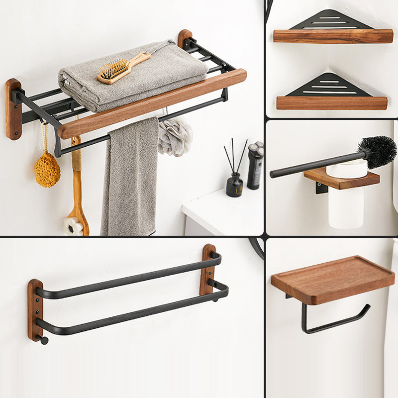 Walnut Brown Bathroom Accessory Set Metal Foldable Bath Hardware Set 6-Piece Set Clearhalo 'Bathroom Hardware Sets' 'Bathroom Hardware' 'Bathroom Remodel & Bathroom Fixtures' 'bathroom_hardware_sets' 'Home Improvement' 'home_improvement' 'home_improvement_bathroom_hardware_sets' 6997713