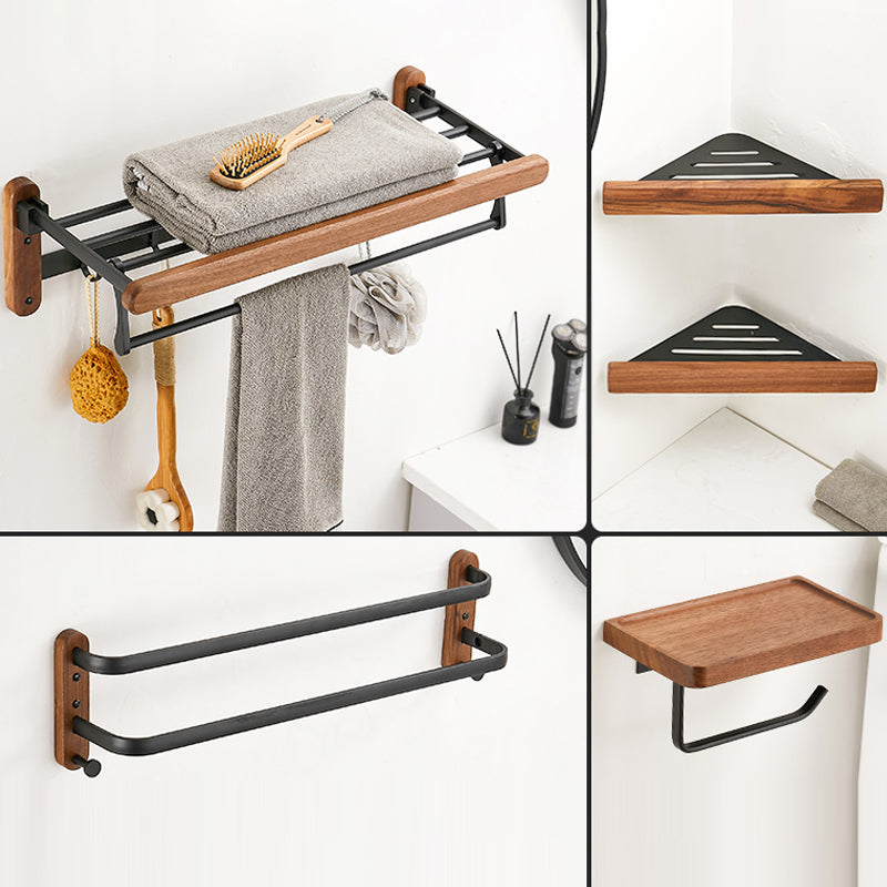 Walnut Bathroom Set Black Metal Bathroom Accessories Hardware Set -  Clearhalo