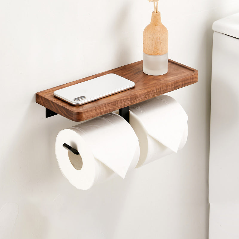 Walnut Brown Bathroom Accessory Set Metal Foldable Bath Hardware Set Toilet Paper Holder (12"L) Clearhalo 'Bathroom Hardware Sets' 'Bathroom Hardware' 'Bathroom Remodel & Bathroom Fixtures' 'bathroom_hardware_sets' 'Home Improvement' 'home_improvement' 'home_improvement_bathroom_hardware_sets' 6997715