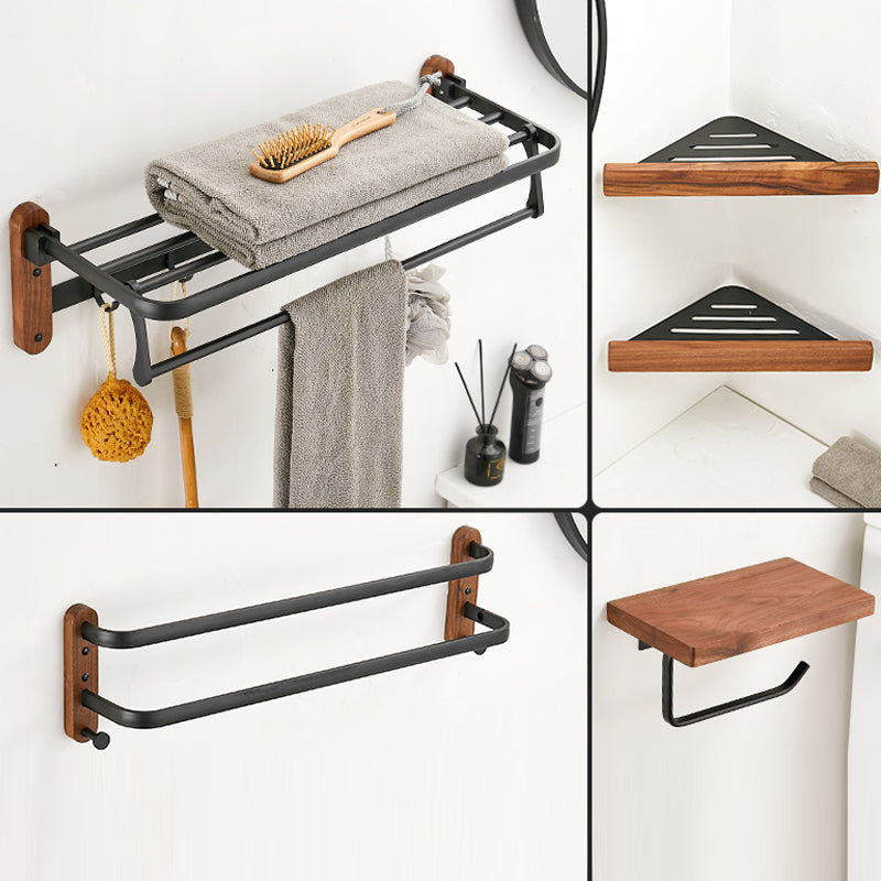 Walnut Brown Bathroom Accessory Set Metal Foldable Bath Hardware Set 5-Piece Set (Straight) Clearhalo 'Bathroom Hardware Sets' 'Bathroom Hardware' 'Bathroom Remodel & Bathroom Fixtures' 'bathroom_hardware_sets' 'Home Improvement' 'home_improvement' 'home_improvement_bathroom_hardware_sets' 6997716