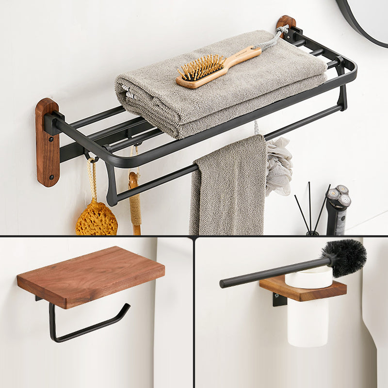 Walnut Brown Bathroom Accessory Set Metal Foldable Bath Hardware Set 3-Piece Set (Straight) Clearhalo 'Bathroom Hardware Sets' 'Bathroom Hardware' 'Bathroom Remodel & Bathroom Fixtures' 'bathroom_hardware_sets' 'Home Improvement' 'home_improvement' 'home_improvement_bathroom_hardware_sets' 6997722