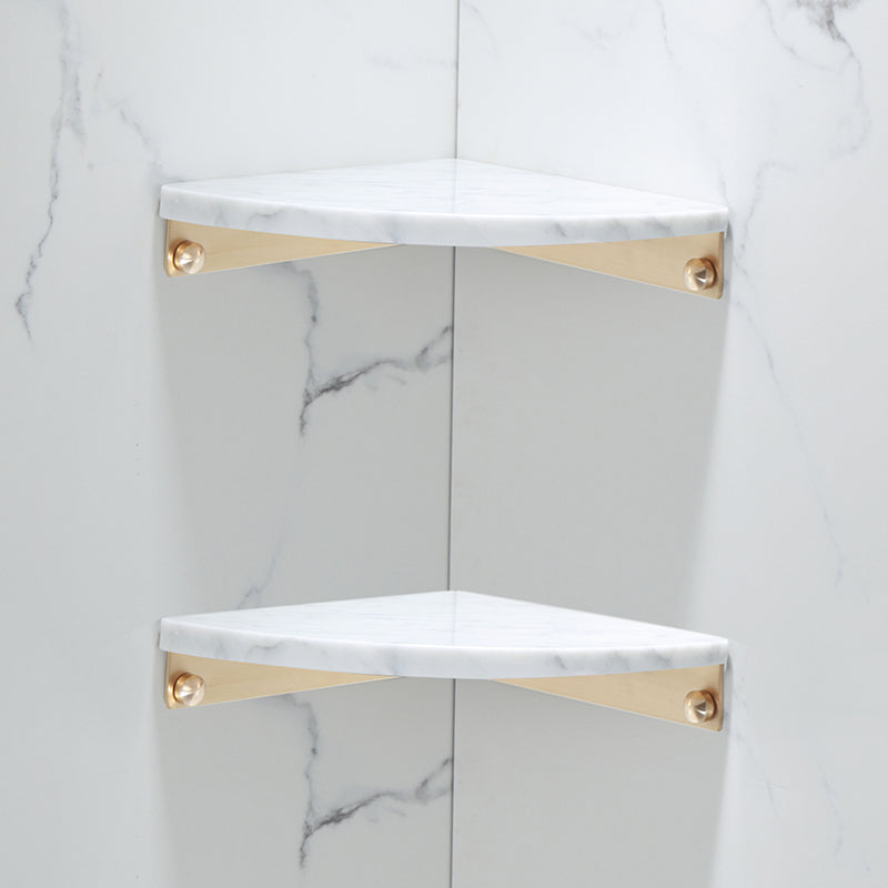 Polished Brass Bathroom Accessory Set Marble Bathroom Hardware White 2-Piece Set (Triangular Bath Shelf) Clearhalo 'Bathroom Hardware Sets' 'Bathroom Hardware' 'Bathroom Remodel & Bathroom Fixtures' 'bathroom_hardware_sets' 'Home Improvement' 'home_improvement' 'home_improvement_bathroom_hardware_sets' 6997738