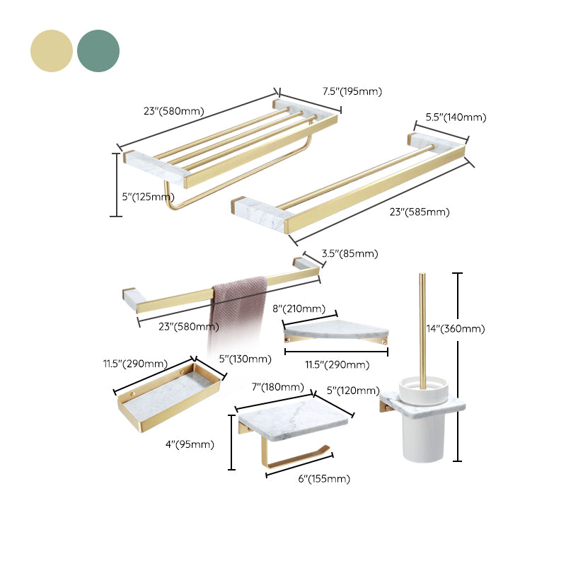 Polished Brass Bathroom Accessory Set Marble Bathroom Hardware Clearhalo 'Bathroom Hardware Sets' 'Bathroom Hardware' 'Bathroom Remodel & Bathroom Fixtures' 'bathroom_hardware_sets' 'Home Improvement' 'home_improvement' 'home_improvement_bathroom_hardware_sets' 6997757