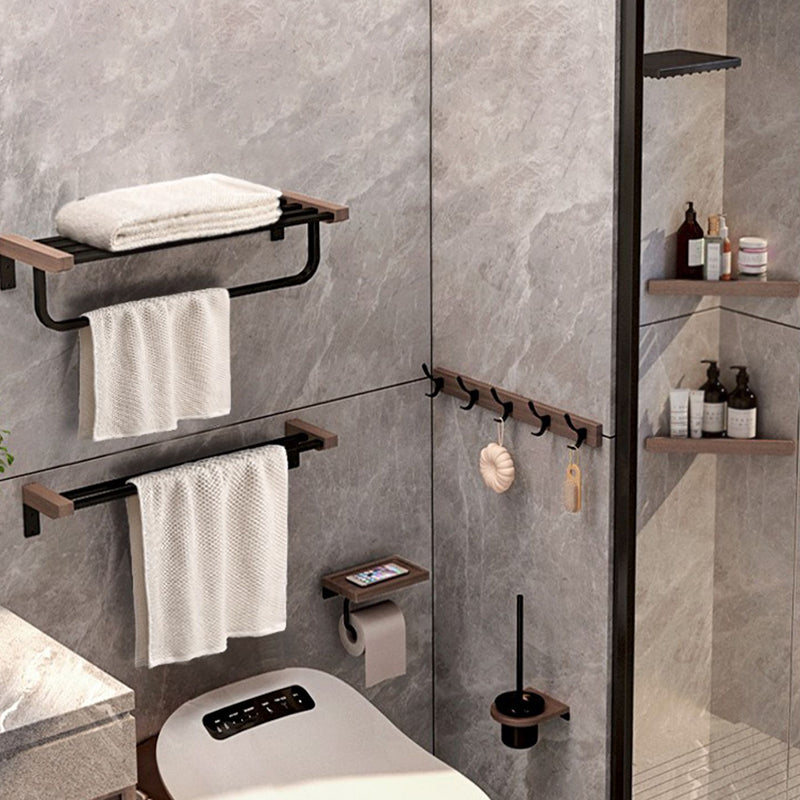 7-Piece Bathroom Accessory Set Metal Bathroom Set with Wood Accents Clearhalo 'Bathroom Hardware Sets' 'Bathroom Hardware' 'Bathroom Remodel & Bathroom Fixtures' 'bathroom_hardware_sets' 'Home Improvement' 'home_improvement' 'home_improvement_bathroom_hardware_sets' 6997758