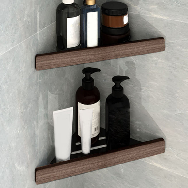 7-Piece Bathroom Accessory Set Metal Bathroom Set with Wood Accents 2-Piece Set (Triangular Bath Shelf) Clearhalo 'Bathroom Hardware Sets' 'Bathroom Hardware' 'Bathroom Remodel & Bathroom Fixtures' 'bathroom_hardware_sets' 'Home Improvement' 'home_improvement' 'home_improvement_bathroom_hardware_sets' 6997765