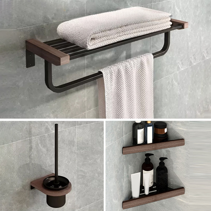 7-Piece Bathroom Accessory Set Metal Bathroom Set with Wood Accents 4-Piece Set (Toilet Brush) Clearhalo 'Bathroom Hardware Sets' 'Bathroom Hardware' 'Bathroom Remodel & Bathroom Fixtures' 'bathroom_hardware_sets' 'Home Improvement' 'home_improvement' 'home_improvement_bathroom_hardware_sets' 6997776