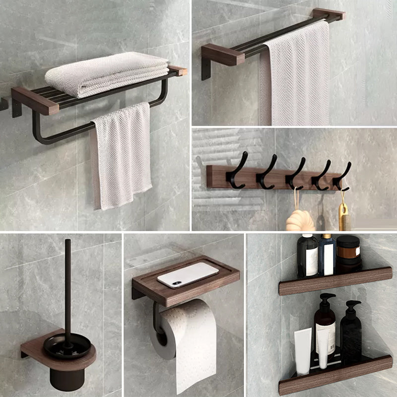 7-Piece Bathroom Accessory Set Metal Bathroom Set with Wood Accents 7-Piece Set Clearhalo 'Bathroom Hardware Sets' 'Bathroom Hardware' 'Bathroom Remodel & Bathroom Fixtures' 'bathroom_hardware_sets' 'Home Improvement' 'home_improvement' 'home_improvement_bathroom_hardware_sets' 6997778