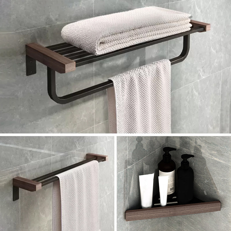 7-Piece Bathroom Accessory Set Metal Bathroom Set with Wood Accents 3-Piece Set Clearhalo 'Bathroom Hardware Sets' 'Bathroom Hardware' 'Bathroom Remodel & Bathroom Fixtures' 'bathroom_hardware_sets' 'Home Improvement' 'home_improvement' 'home_improvement_bathroom_hardware_sets' 6997781