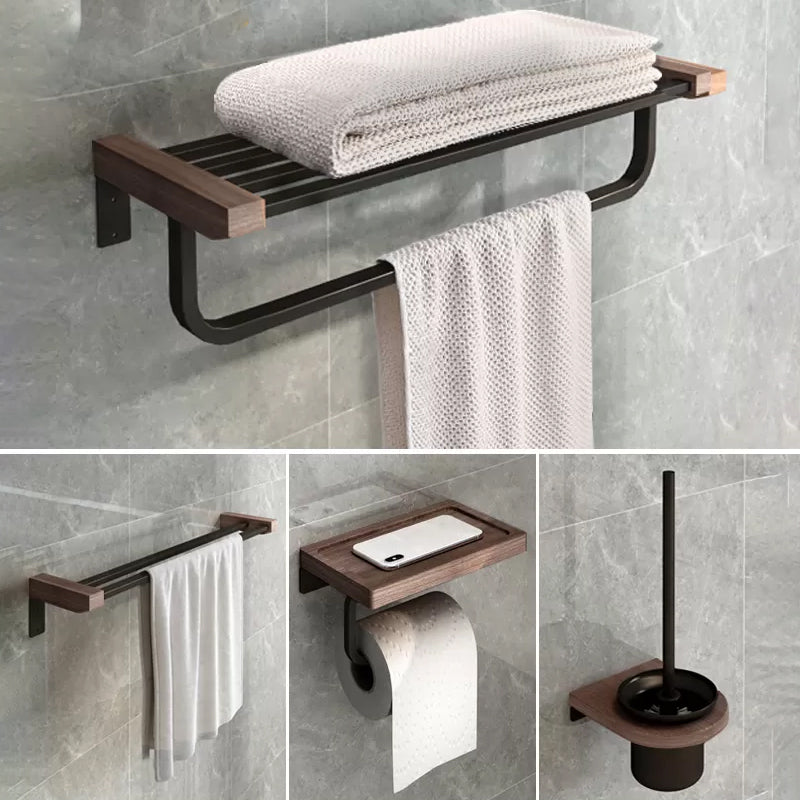 7-Piece Bathroom Accessory Set Metal Bathroom Set with Wood Accents 4-Piece Set Clearhalo 'Bathroom Hardware Sets' 'Bathroom Hardware' 'Bathroom Remodel & Bathroom Fixtures' 'bathroom_hardware_sets' 'Home Improvement' 'home_improvement' 'home_improvement_bathroom_hardware_sets' 6997782