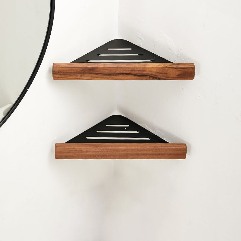 Solid Wood Bathroom Accessory Set Foldable Metal Bathroom Hardware 2-Piece Set (Triangular Bath Shelf) Clearhalo 'Bathroom Hardware Sets' 'Bathroom Hardware' 'Bathroom Remodel & Bathroom Fixtures' 'bathroom_hardware_sets' 'Home Improvement' 'home_improvement' 'home_improvement_bathroom_hardware_sets' 6997795