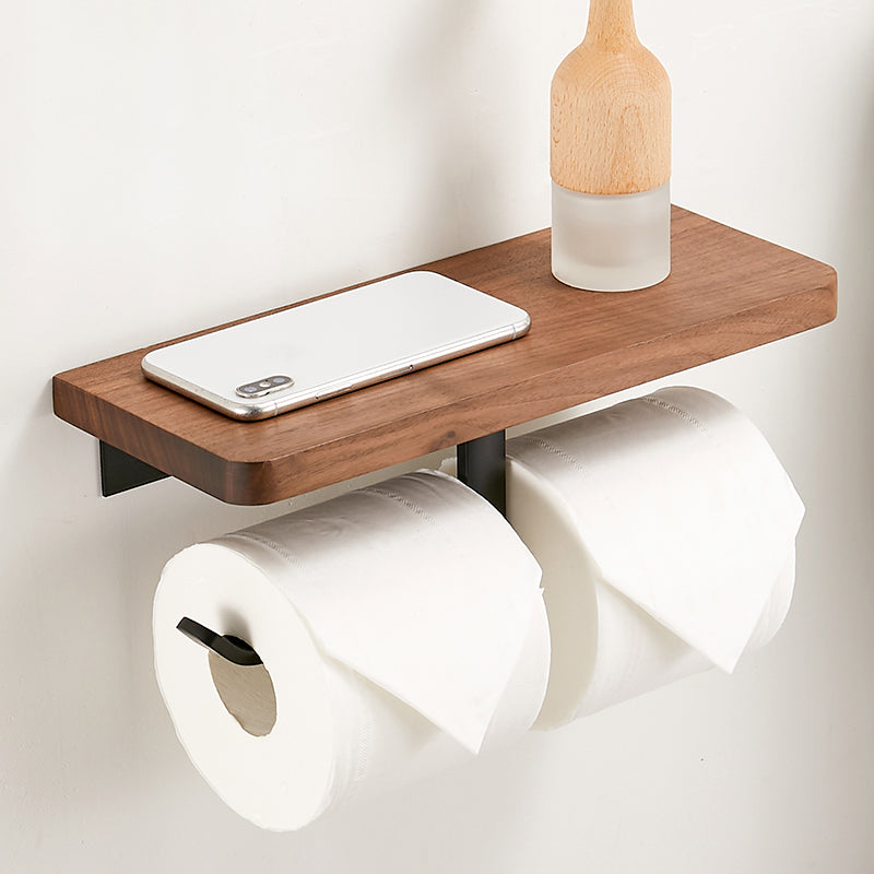 Solid Wood Bathroom Accessory Set Foldable Metal Bathroom Hardware Toilet Paper Holder (12"L) Clearhalo 'Bathroom Hardware Sets' 'Bathroom Hardware' 'Bathroom Remodel & Bathroom Fixtures' 'bathroom_hardware_sets' 'Home Improvement' 'home_improvement' 'home_improvement_bathroom_hardware_sets' 6997809