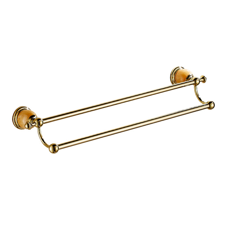 Polished Gold Bathroom Set Metal Bathroom Accessories Hardware Set Towel Bar (Double Rods) Clearhalo 'Bathroom Hardware Sets' 'Bathroom Hardware' 'Bathroom Remodel & Bathroom Fixtures' 'bathroom_hardware_sets' 'Home Improvement' 'home_improvement' 'home_improvement_bathroom_hardware_sets' 6997862