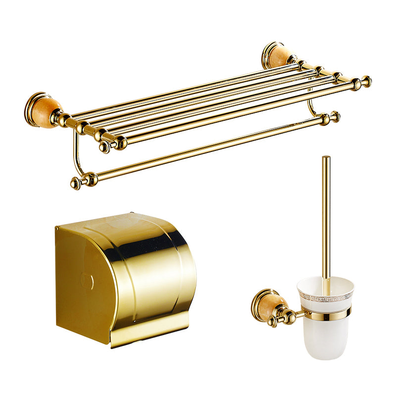 Polished Gold Bathroom Set Metal Bathroom Accessories Hardware Set 3-Piece Set (Toilet Brush) Clearhalo 'Bathroom Hardware Sets' 'Bathroom Hardware' 'Bathroom Remodel & Bathroom Fixtures' 'bathroom_hardware_sets' 'Home Improvement' 'home_improvement' 'home_improvement_bathroom_hardware_sets' 6997870