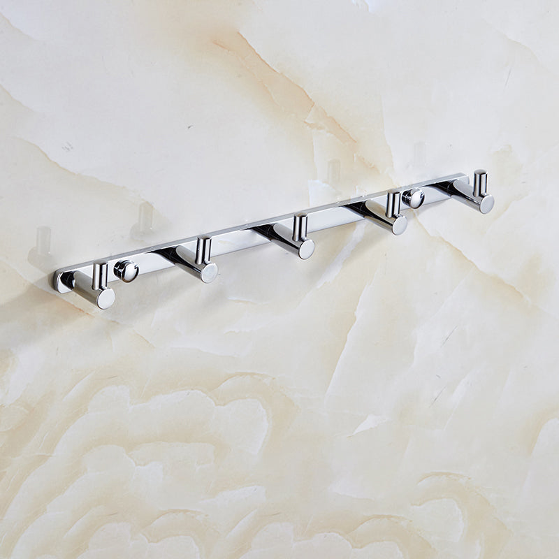 Contemporary Bathroom Accessories Hardware Set In Silver Metal Towel/Robe Hook (Row Hooks) Clearhalo 'Bathroom Hardware Sets' 'Bathroom Hardware' 'Bathroom Remodel & Bathroom Fixtures' 'bathroom_hardware_sets' 'Home Improvement' 'home_improvement' 'home_improvement_bathroom_hardware_sets' 6997962