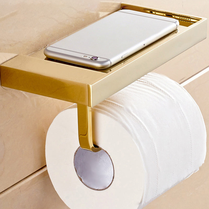 Traditional Style Golden Bathroom Accessory as Individual or as a Set Toilet Paper Holder Clearhalo 'Bathroom Hardware Sets' 'Bathroom Hardware' 'Bathroom Remodel & Bathroom Fixtures' 'bathroom_hardware_sets' 'Home Improvement' 'home_improvement' 'home_improvement_bathroom_hardware_sets' 6997973