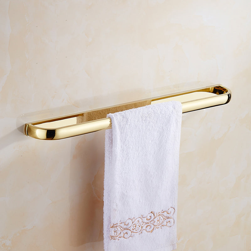 Traditional Style Golden Bathroom Accessory as Individual or as a Set Towel Bar (Single Rod) Clearhalo 'Bathroom Hardware Sets' 'Bathroom Hardware' 'Bathroom Remodel & Bathroom Fixtures' 'bathroom_hardware_sets' 'Home Improvement' 'home_improvement' 'home_improvement_bathroom_hardware_sets' 6997987
