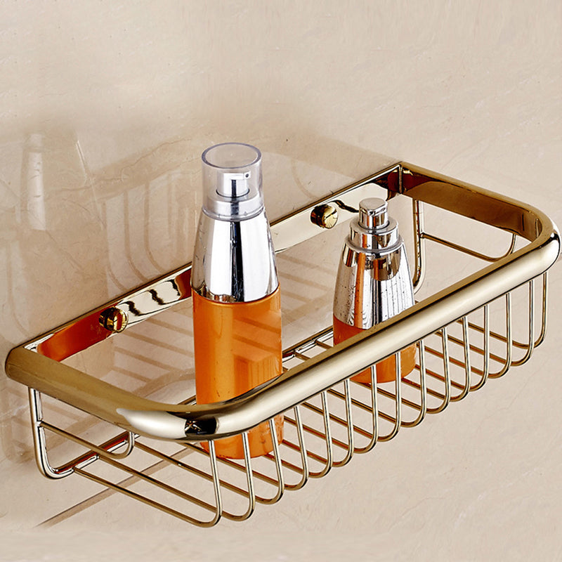 Traditional Style Golden Bathroom Accessory as Individual or as a Set Square Bath Shelf Clearhalo 'Bathroom Hardware Sets' 'Bathroom Hardware' 'Bathroom Remodel & Bathroom Fixtures' 'bathroom_hardware_sets' 'Home Improvement' 'home_improvement' 'home_improvement_bathroom_hardware_sets' 6997994