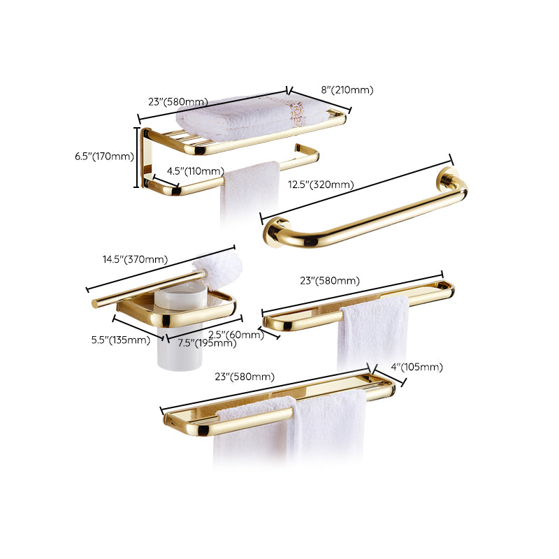 Traditional Style Golden Bathroom Accessory as Individual or as a Set Clearhalo 'Bathroom Hardware Sets' 'Bathroom Hardware' 'Bathroom Remodel & Bathroom Fixtures' 'bathroom_hardware_sets' 'Home Improvement' 'home_improvement' 'home_improvement_bathroom_hardware_sets' 6998004