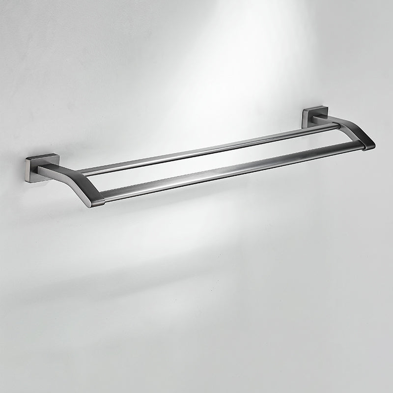 Matte Gray Bathroom Set Metal Bathroom Accessories Hardware Set Towel Bar (Double Rods) Clearhalo 'Bathroom Hardware Sets' 'Bathroom Hardware' 'Bathroom Remodel & Bathroom Fixtures' 'bathroom_hardware_sets' 'Home Improvement' 'home_improvement' 'home_improvement_bathroom_hardware_sets' 6998079