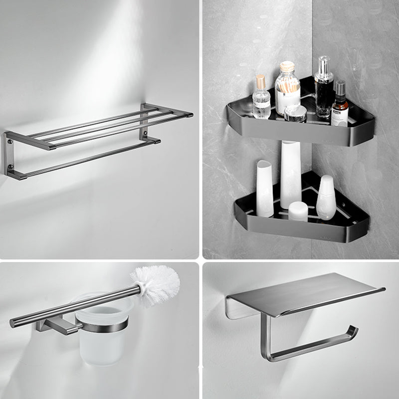 Matte Gray Bathroom Set Metal Bathroom Accessories Hardware Set 5 piece Set Clearhalo 'Bathroom Hardware Sets' 'Bathroom Hardware' 'Bathroom Remodel & Bathroom Fixtures' 'bathroom_hardware_sets' 'Home Improvement' 'home_improvement' 'home_improvement_bathroom_hardware_sets' 6998091