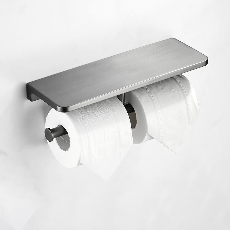 Matte Gray Bathroom Set Metal Bathroom Accessories Hardware Set Toilet Paper Holder (12"L) Clearhalo 'Bathroom Hardware Sets' 'Bathroom Hardware' 'Bathroom Remodel & Bathroom Fixtures' 'bathroom_hardware_sets' 'Home Improvement' 'home_improvement' 'home_improvement_bathroom_hardware_sets' 6998092