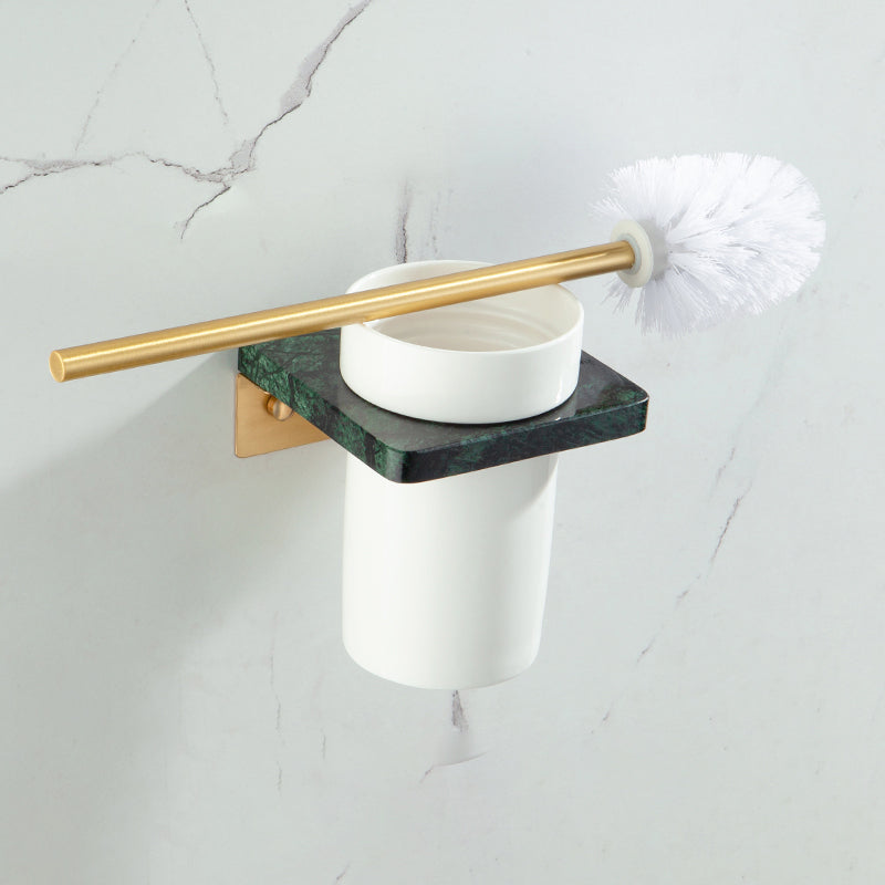 Brass Bathroom Accessory Set Marble Bathroom Accessory Kit for Home Toilet Brush Clearhalo 'Bathroom Hardware Sets' 'Bathroom Hardware' 'Bathroom Remodel & Bathroom Fixtures' 'bathroom_hardware_sets' 'Home Improvement' 'home_improvement' 'home_improvement_bathroom_hardware_sets' 6998170