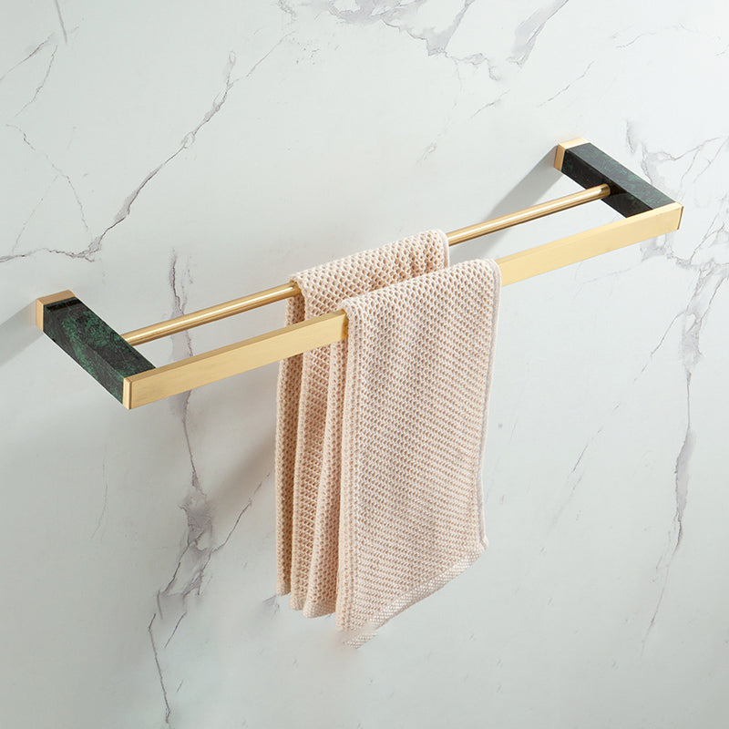 Brass Bathroom Accessory Set Marble Bathroom Accessory Kit for Home Towel Bar (Double Rods) Clearhalo 'Bathroom Hardware Sets' 'Bathroom Hardware' 'Bathroom Remodel & Bathroom Fixtures' 'bathroom_hardware_sets' 'Home Improvement' 'home_improvement' 'home_improvement_bathroom_hardware_sets' 6998174