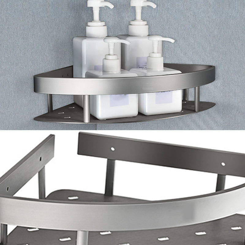 Contemporary Metal 5 - Piece Bathroom Accessory Set with Bath Shelf Clearhalo 'Bathroom Hardware Sets' 'Bathroom Hardware' 'Bathroom Remodel & Bathroom Fixtures' 'bathroom_hardware_sets' 'Home Improvement' 'home_improvement' 'home_improvement_bathroom_hardware_sets' 6998227