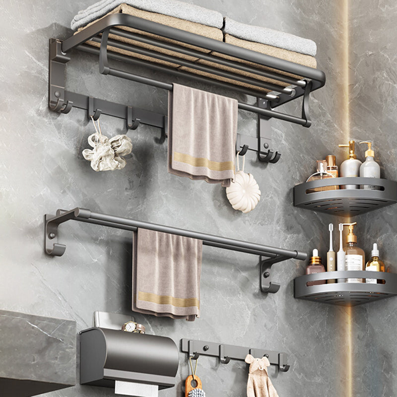 Modern Bathroom Accessory Set Matte Gray Bathroom Accessory Kit Clearhalo 'Bathroom Hardware Sets' 'Bathroom Hardware' 'Bathroom Remodel & Bathroom Fixtures' 'bathroom_hardware_sets' 'Home Improvement' 'home_improvement' 'home_improvement_bathroom_hardware_sets' 6998229