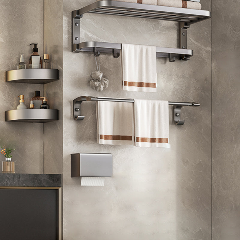 Modern Bathroom Accessory Set Matte Gray Bathroom Accessory Kit 5 piece Set Foldable Clearhalo 'Bathroom Hardware Sets' 'Bathroom Hardware' 'Bathroom Remodel & Bathroom Fixtures' 'bathroom_hardware_sets' 'Home Improvement' 'home_improvement' 'home_improvement_bathroom_hardware_sets' 6998240