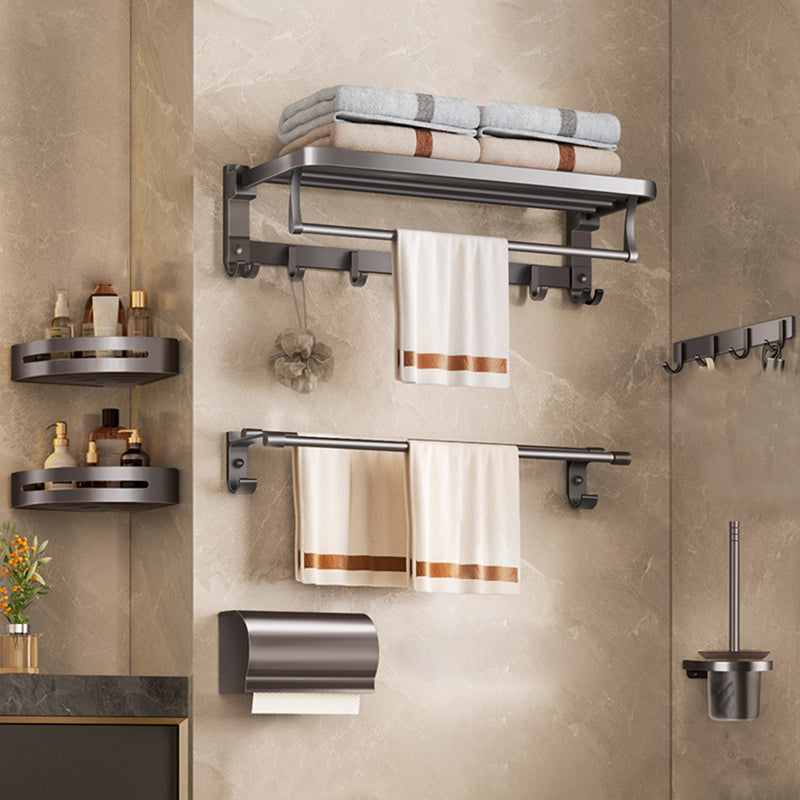 Modern Bathroom Accessory Set Matte Gray Bathroom Accessory Kit 7-Piece Set Unfoldable Clearhalo 'Bathroom Hardware Sets' 'Bathroom Hardware' 'Bathroom Remodel & Bathroom Fixtures' 'bathroom_hardware_sets' 'Home Improvement' 'home_improvement' 'home_improvement_bathroom_hardware_sets' 6998245