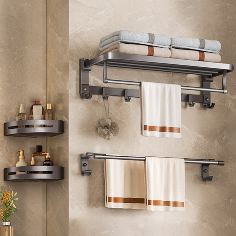 Modern Bathroom Accessory Set Matte Gray Bathroom Accessory Kit 4-Piece Set Unfoldable Clearhalo 'Bathroom Hardware Sets' 'Bathroom Hardware' 'Bathroom Remodel & Bathroom Fixtures' 'bathroom_hardware_sets' 'Home Improvement' 'home_improvement' 'home_improvement_bathroom_hardware_sets' 6998247