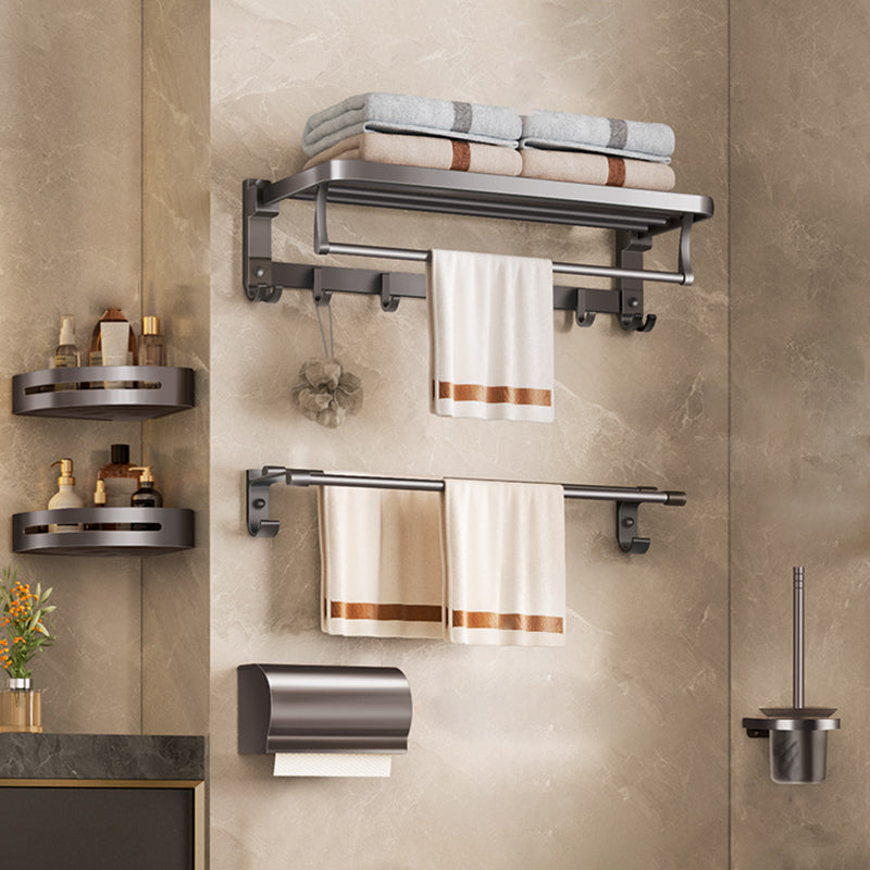 Modern Bathroom Accessory Set Matte Gray Bathroom Accessory Kit 6-Piece Set Unfoldable Clearhalo 'Bathroom Hardware Sets' 'Bathroom Hardware' 'Bathroom Remodel & Bathroom Fixtures' 'bathroom_hardware_sets' 'Home Improvement' 'home_improvement' 'home_improvement_bathroom_hardware_sets' 6998248