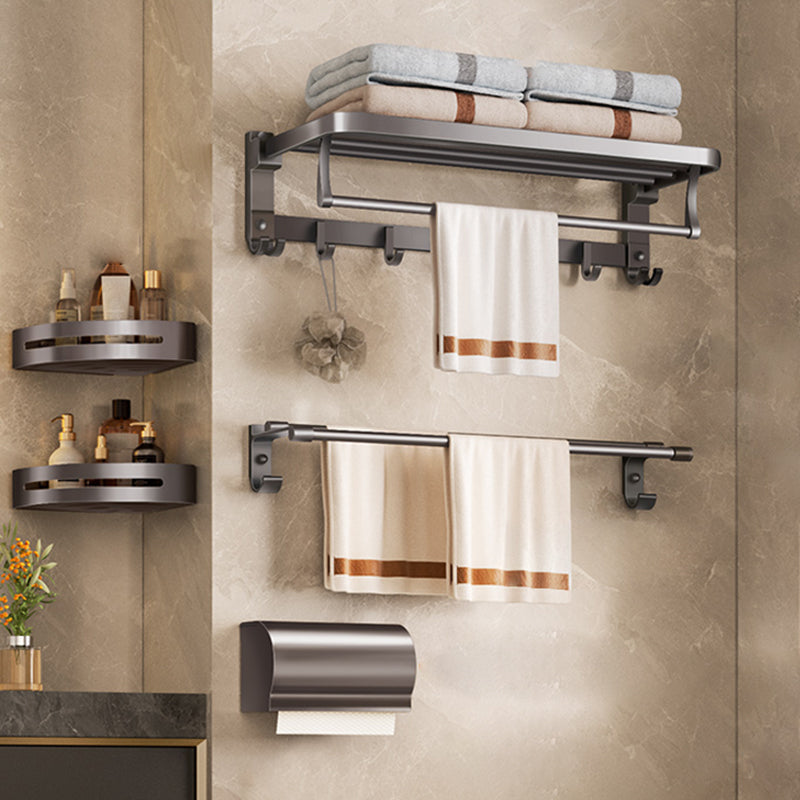 Modern Bathroom Accessory Set Matte Gray Bathroom Accessory Kit 5 piece Set Unfoldable Clearhalo 'Bathroom Hardware Sets' 'Bathroom Hardware' 'Bathroom Remodel & Bathroom Fixtures' 'bathroom_hardware_sets' 'Home Improvement' 'home_improvement' 'home_improvement_bathroom_hardware_sets' 6998249