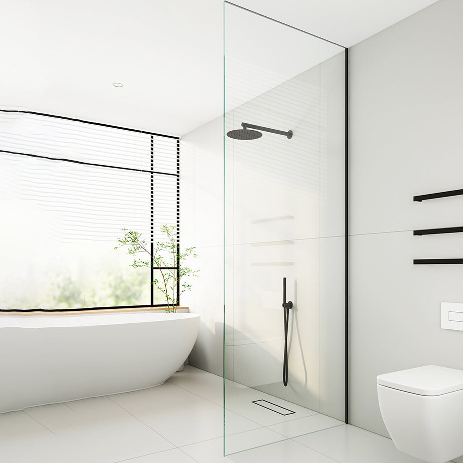 Modern Transparent Fixed Glass Panel Single Fixed Shower Screen Clearhalo 'Bathroom Remodel & Bathroom Fixtures' 'Home Improvement' 'home_improvement' 'home_improvement_shower_tub_doors' 'Shower and Tub Doors' 'shower_tub_doors' 'Showers & Bathtubs' 6998457