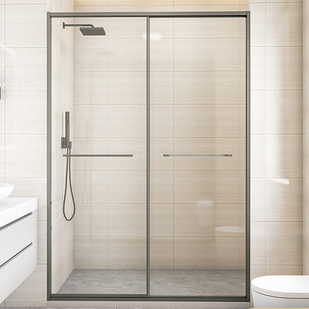 Bypass Shower Bath Door Full Frame Tempered Glass Shower Door Gun Grey Clearhalo 'Bathroom Remodel & Bathroom Fixtures' 'Home Improvement' 'home_improvement' 'home_improvement_shower_tub_doors' 'Shower and Tub Doors' 'shower_tub_doors' 'Showers & Bathtubs' 6998498