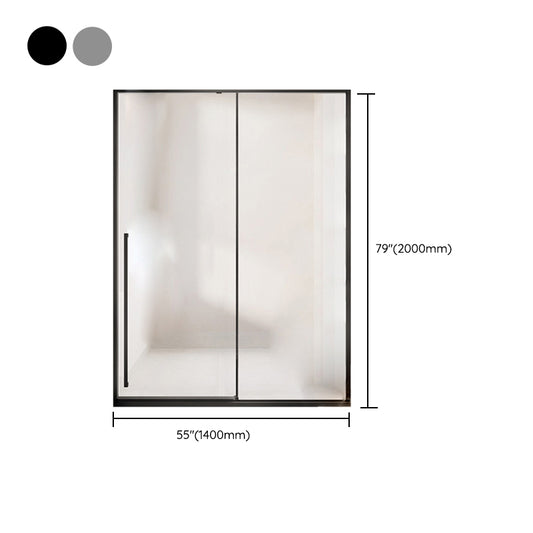 Semi Frameless Single Sliding Shower Door Tempered Glass Shower Door Clearhalo 'Bathroom Remodel & Bathroom Fixtures' 'Home Improvement' 'home_improvement' 'home_improvement_shower_tub_doors' 'Shower and Tub Doors' 'shower_tub_doors' 'Showers & Bathtubs' 6998598