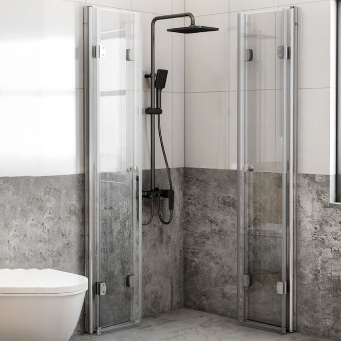 Semi Frameless Folding Shower Screen Tempered Glass Shower Screen Clearhalo 'Bathroom Remodel & Bathroom Fixtures' 'Home Improvement' 'home_improvement' 'home_improvement_shower_tub_doors' 'Shower and Tub Doors' 'shower_tub_doors' 'Showers & Bathtubs' 6998625