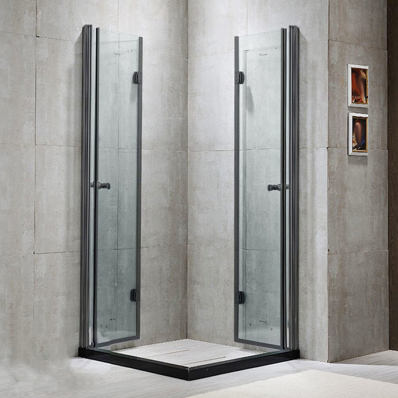 Modern Shower Stall Framed Corner Mounted Black Shower Enclosure Clearhalo 'Bathroom Remodel & Bathroom Fixtures' 'Home Improvement' 'home_improvement' 'home_improvement_shower_stalls_enclosures' 'Shower Stalls & Enclosures' 'shower_stalls_enclosures' 'Showers & Bathtubs' 6998843