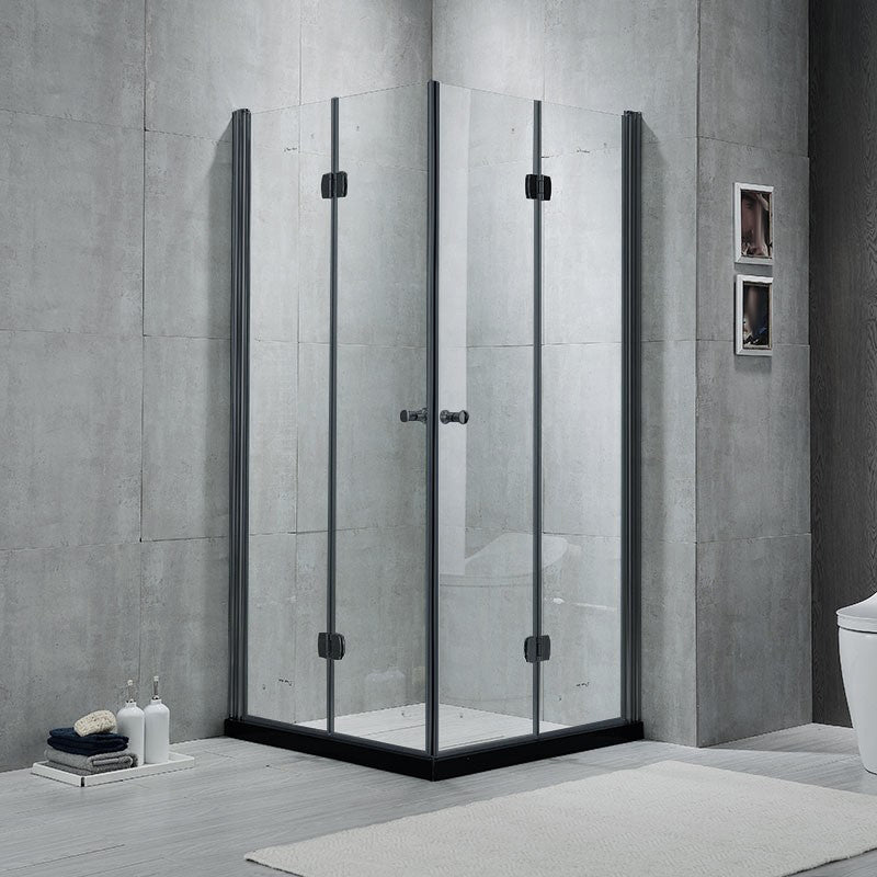 Modern Shower Stall Framed Corner Mounted Black Shower Enclosure Clearhalo 'Bathroom Remodel & Bathroom Fixtures' 'Home Improvement' 'home_improvement' 'home_improvement_shower_stalls_enclosures' 'Shower Stalls & Enclosures' 'shower_stalls_enclosures' 'Showers & Bathtubs' 6998844