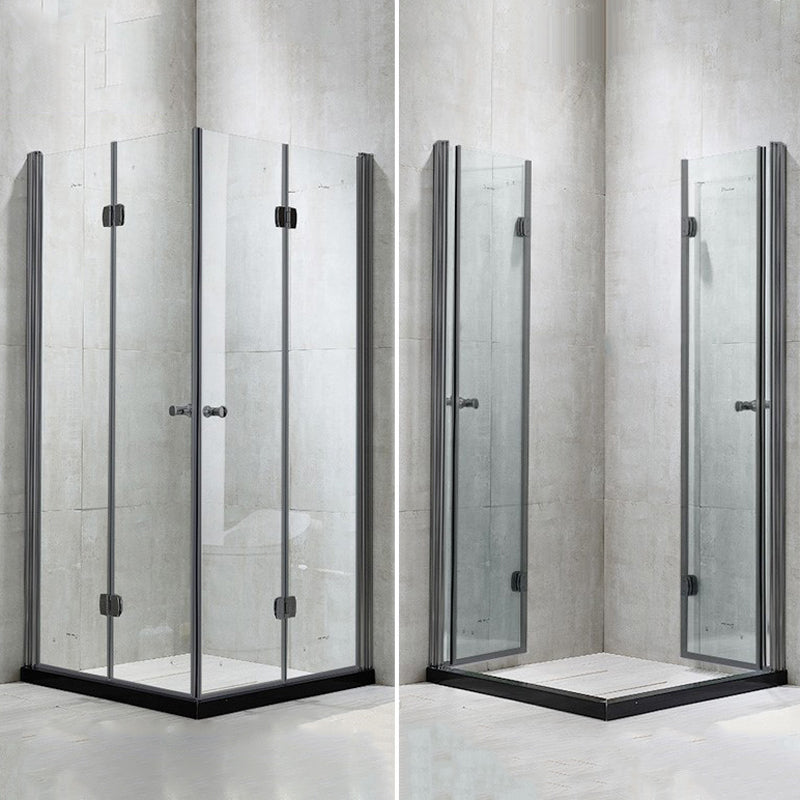 Modern Shower Stall Framed Corner Mounted Black Shower Enclosure Clearhalo 'Bathroom Remodel & Bathroom Fixtures' 'Home Improvement' 'home_improvement' 'home_improvement_shower_stalls_enclosures' 'Shower Stalls & Enclosures' 'shower_stalls_enclosures' 'Showers & Bathtubs' 6998845