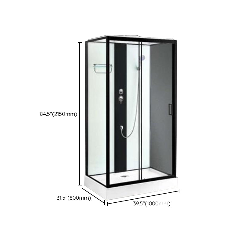 Shower Enclosure Clear Framed Single Sliding Rectangle Black Shower Stall Clearhalo 'Bathroom Remodel & Bathroom Fixtures' 'Home Improvement' 'home_improvement' 'home_improvement_shower_stalls_enclosures' 'Shower Stalls & Enclosures' 'shower_stalls_enclosures' 'Showers & Bathtubs' 6998914