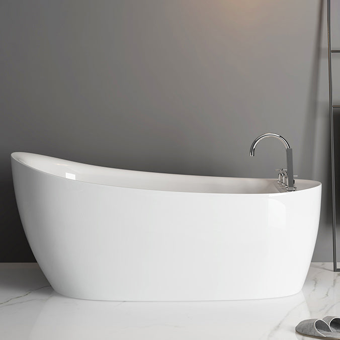 Freestanding Acrylic Bathtub Pop-up Drain Oval Modern Right-Hand Bath White 67"L x 31"W x 28"H Tub with Silver 5-Piece Set Clearhalo 'Bathroom Remodel & Bathroom Fixtures' 'Bathtubs' 'Home Improvement' 'home_improvement' 'home_improvement_bathtubs' 'Showers & Bathtubs' 6999170