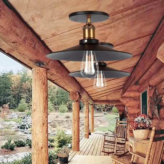 Iron Saucer Ceiling Mount Lamp Farmhouse 1 Bulb Porch Semi Flush Mount Light Fixture in Black, 8.5"/10"/12" W Black Clearhalo 'Ceiling Lights' 'Close To Ceiling Lights' 'Close to ceiling' 'Semi-flushmount' Lighting' 6_27af2db0-8ed5-43dd-85e9-6490b287da9a