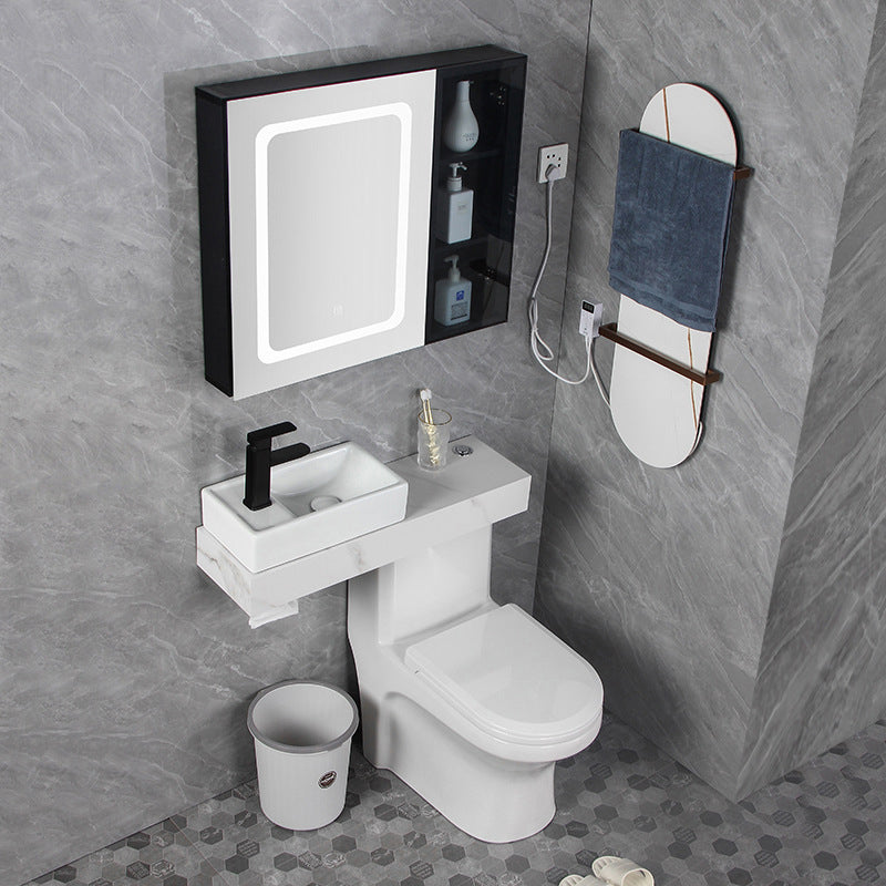 Contemporary Ceramic Flush Toilet Floor Mounted Urine Toilet with Seat for Washroom Clearhalo 'Bathroom Remodel & Bathroom Fixtures' 'Home Improvement' 'home_improvement' 'home_improvement_toilets' 'Toilets & Bidets' 'Toilets' 7001932