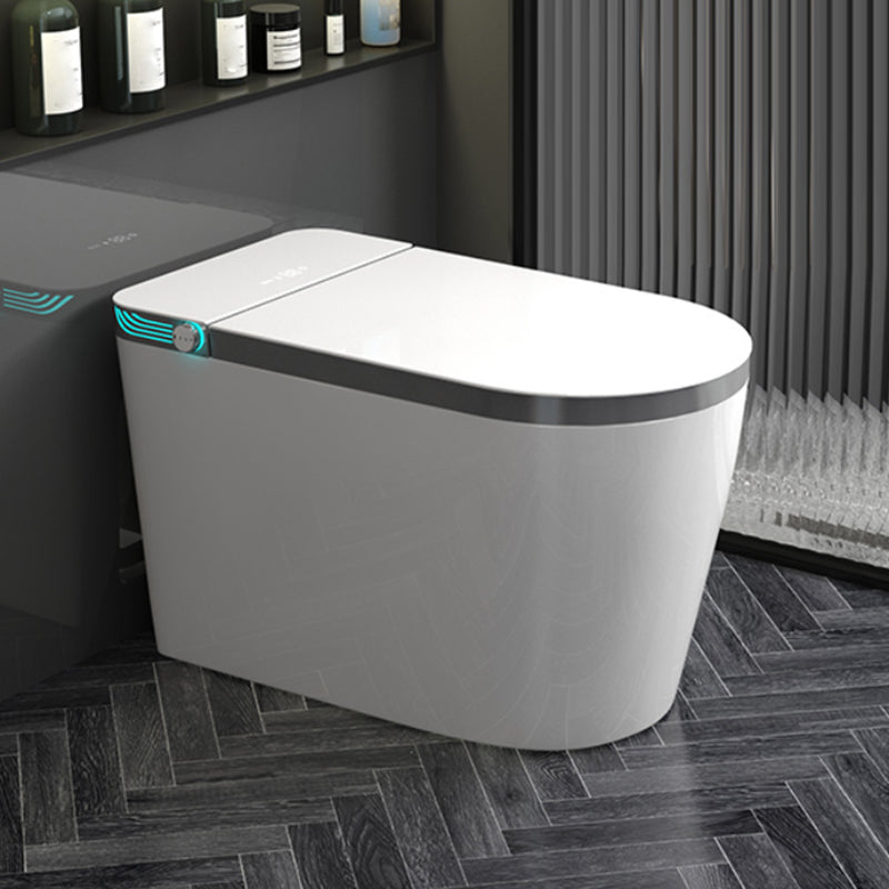 Contemporary Ceramic Flush Toilet Floor Mount Toilet with Seat for Washroom Grey Foot Touch Flush (Standard Configuration) 12" Clearhalo 'Bathroom Remodel & Bathroom Fixtures' 'Home Improvement' 'home_improvement' 'home_improvement_toilets' 'Toilets & Bidets' 'Toilets' 7002021