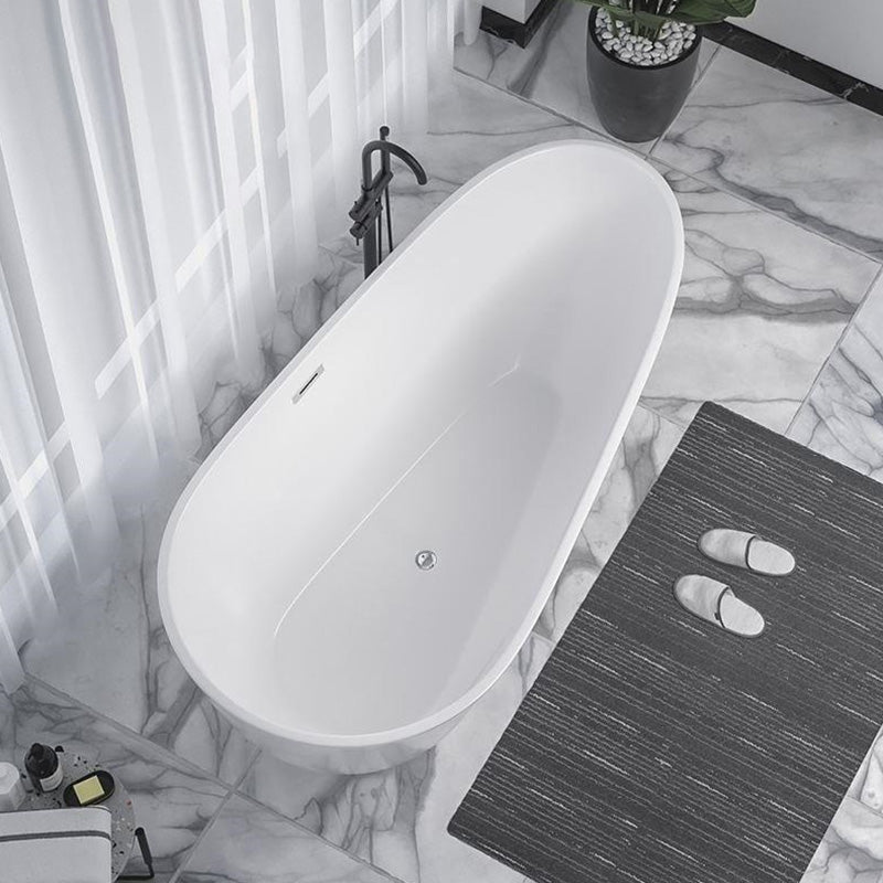 Freestanding Oval Soaking Bathtub Antique Finish Modern Bath Tub 63"L x 31"W x 23"H Tub with Freestanding Tub Fillers Clearhalo 'Bathroom Remodel & Bathroom Fixtures' 'Bathtubs' 'Home Improvement' 'home_improvement' 'home_improvement_bathtubs' 'Showers & Bathtubs' 7003434