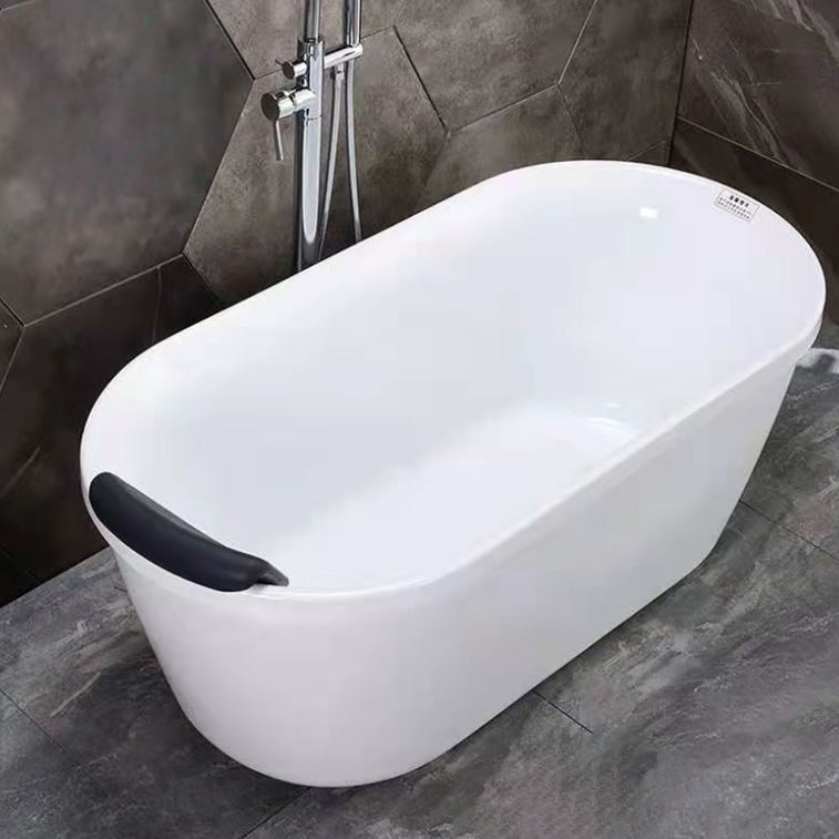 Acrylic Oval Freestanding Bath Soaking 25.59-inch Wide Bathtub in White Silver 57"L x 25.5"W x 24"H Tub with Freestanding Tub Fillers Clearhalo 'Bathroom Remodel & Bathroom Fixtures' 'Bathtubs' 'Home Improvement' 'home_improvement' 'home_improvement_bathtubs' 'Showers & Bathtubs' 7003476