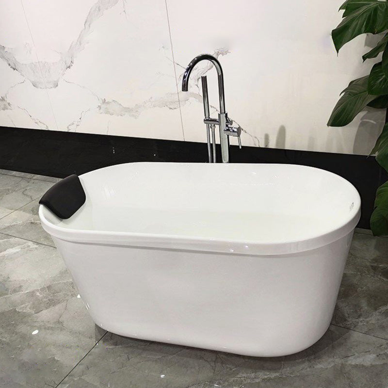 Acrylic Oval Freestanding Bath Soaking 25.59-inch Wide Bathtub in White Silver Tub with Freestanding Tub Fillers Clearhalo 'Bathroom Remodel & Bathroom Fixtures' 'Bathtubs' 'Home Improvement' 'home_improvement' 'home_improvement_bathtubs' 'Showers & Bathtubs' 7003481